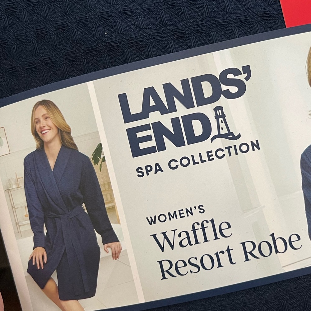 Lands' End Women's Blue Waffle Resort Robe